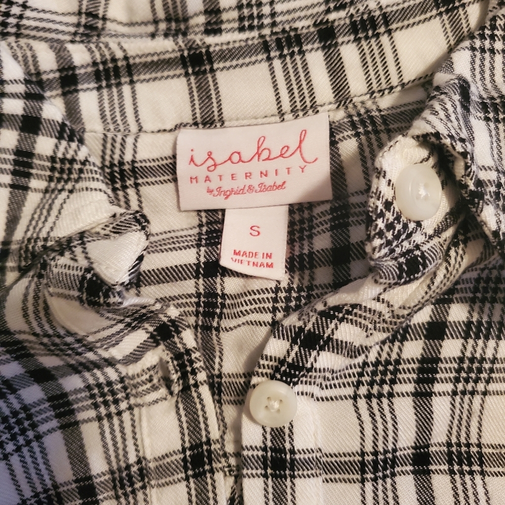 Ingrid & Isabel Black White Plaid Long Sleeve Maternity Tunic, Small - Picture 4 of 4